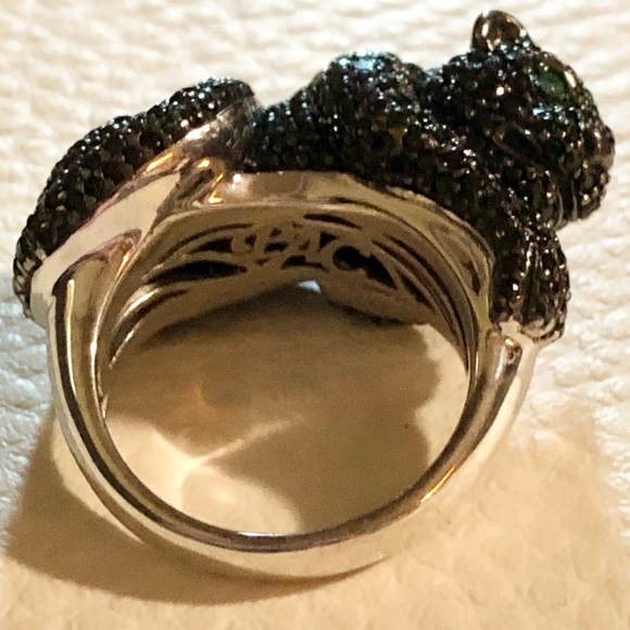 Park Avenue Collection Sterling Silver 5.06ctw Black Spinel Panther Ring Size 8 - Picture 12 of 14